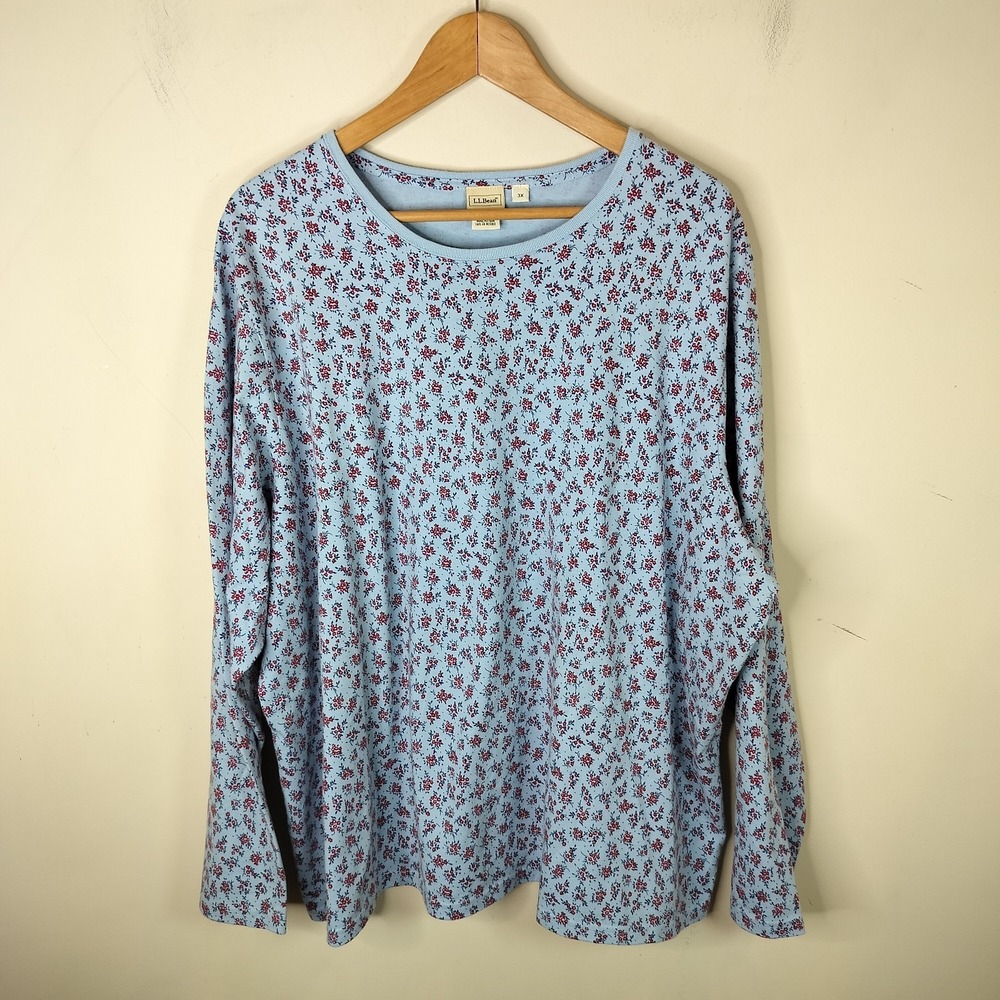 L.L. Bean Floral Shirt Cotton Dainty Plus Size Tee